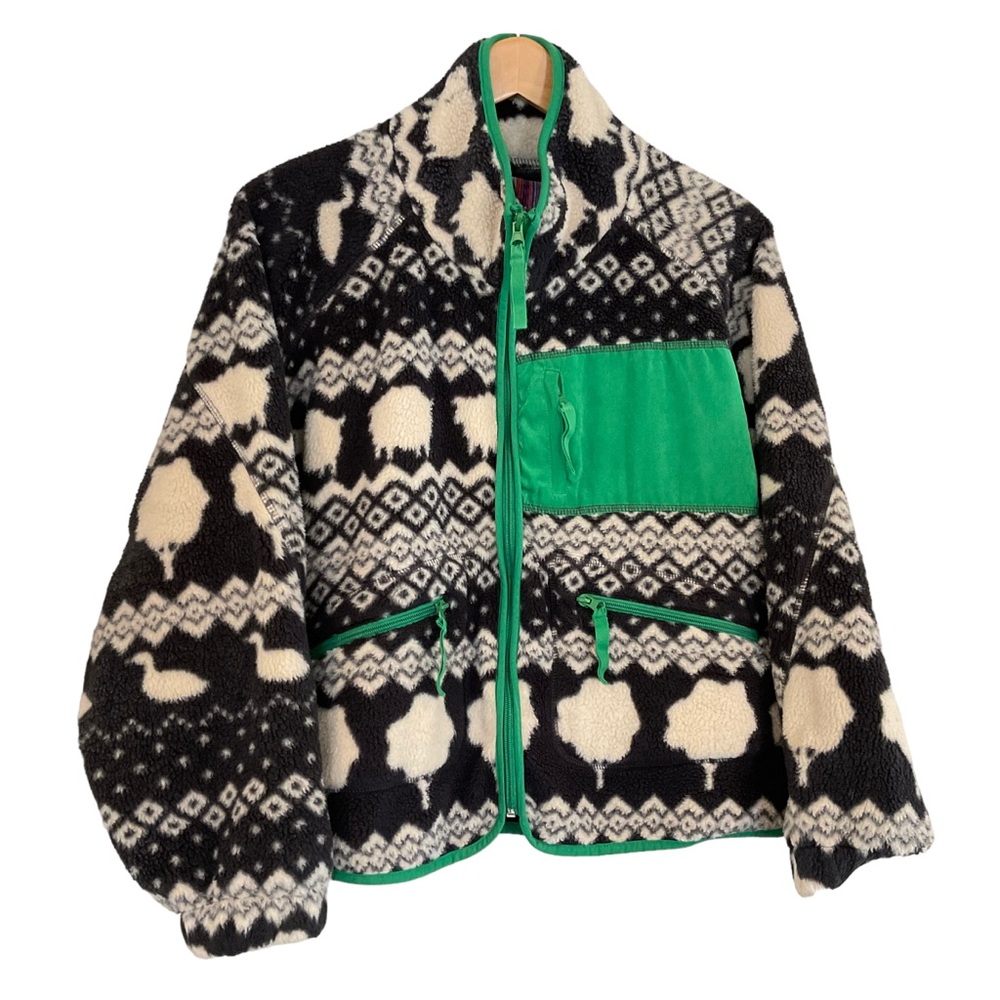Urban Outfitters Stormi Jacket Women’s M Black/Green Animal Print Full Zip Up - Picture 3 of 13